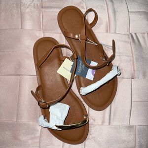 Target Brown Sandals with Gold Strap